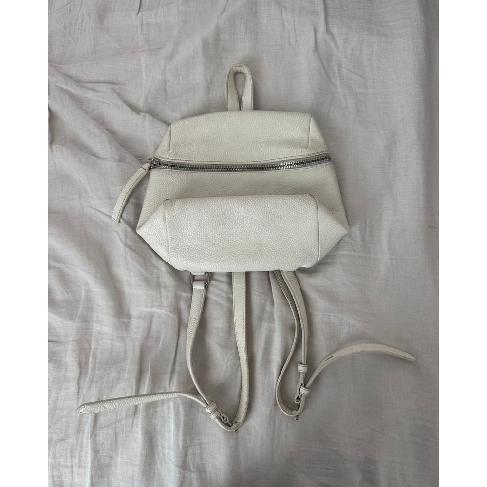 KARA Small White Pebbled Leather Backpack Bag